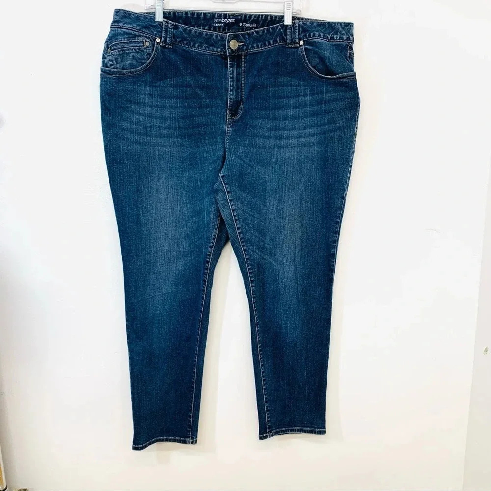 Lane Bryant Jeans Woman Size 24 Genuis Fit Skinny Embroidered Pockets Stretch